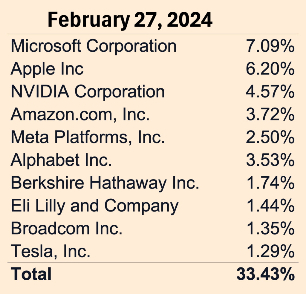 The Top 10 Stocks in the S&P 500 February 2024